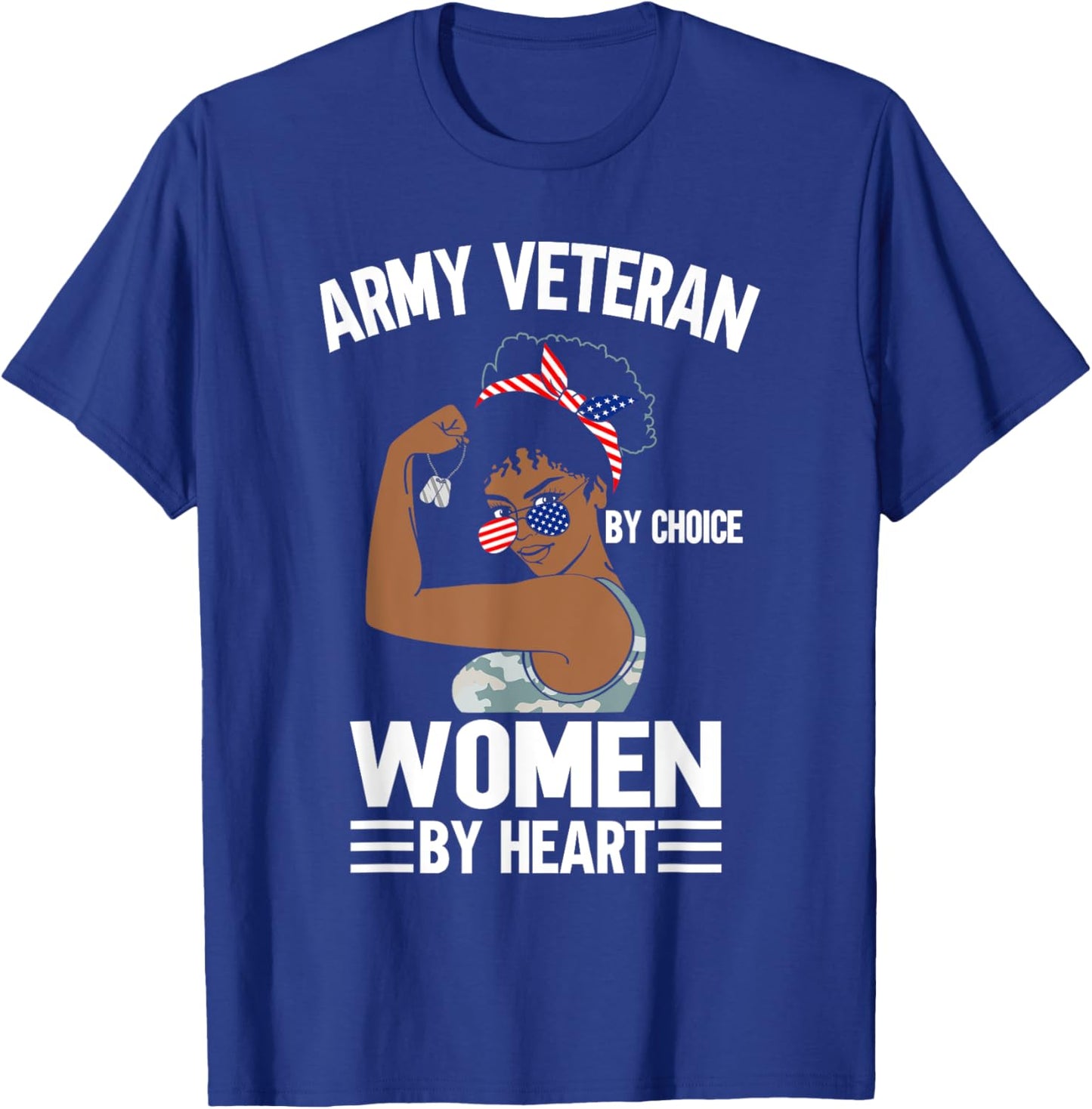 African American Army Veteran Female Afro Melanin Girl T-Shirt - T-Shirt | Royal