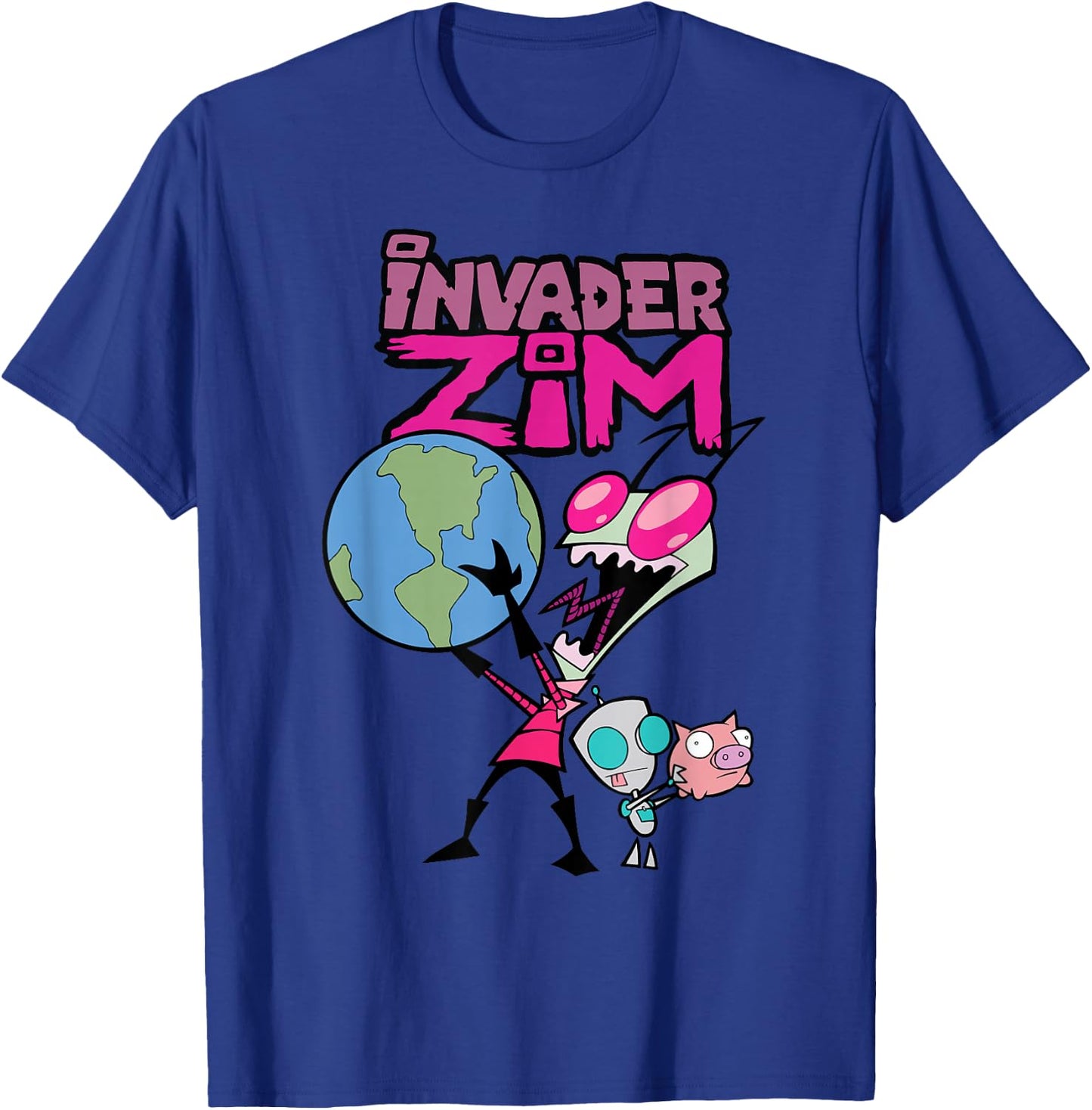 Invader Zim Holding World T-Shirt - T-Shirt | Royal
