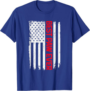 Best Paw Ever American flag Funny Papa Grandpa T-Shirt - T-Shirt | Royal