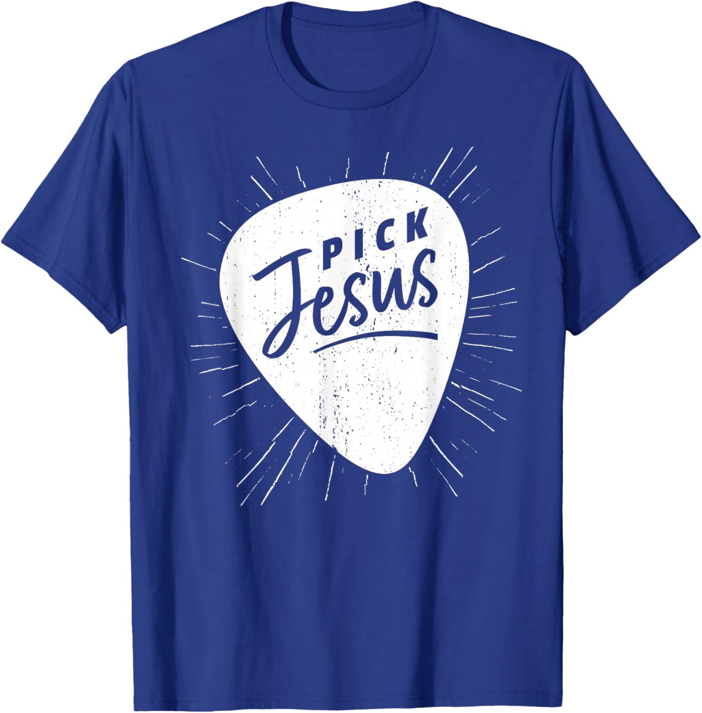 Christian Guitarist Pick Jesus Guitar Player Church Guitar T-Shirt - T-Shirt | Royal