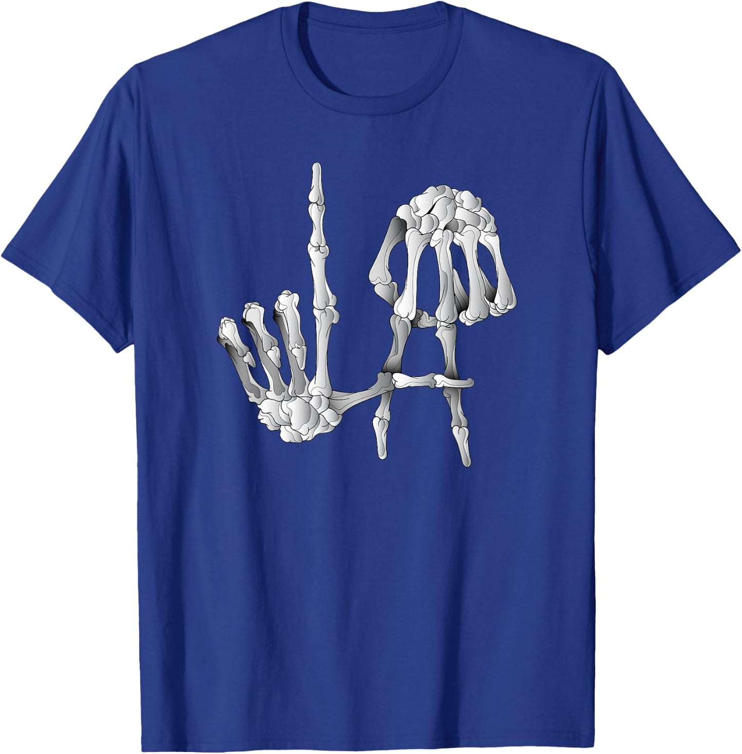 Skeleton Bones Hands LA, Los Angeles USA, Skeleton Fingers T-Shirt - T-Shirt | Royal