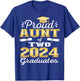 Proud Aunt of Two 2024 Graduate Class 2024 Graduation family T-Shirt - T-Shirt | Royal