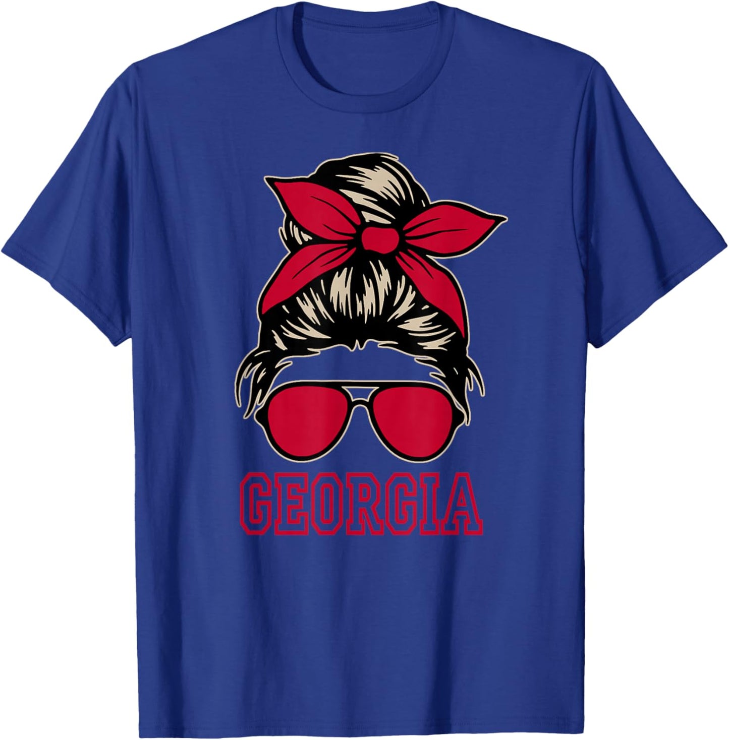 Georgia Women Girls Mom Messy Bun Hair. T-Shirt - T-Shirt | Royal