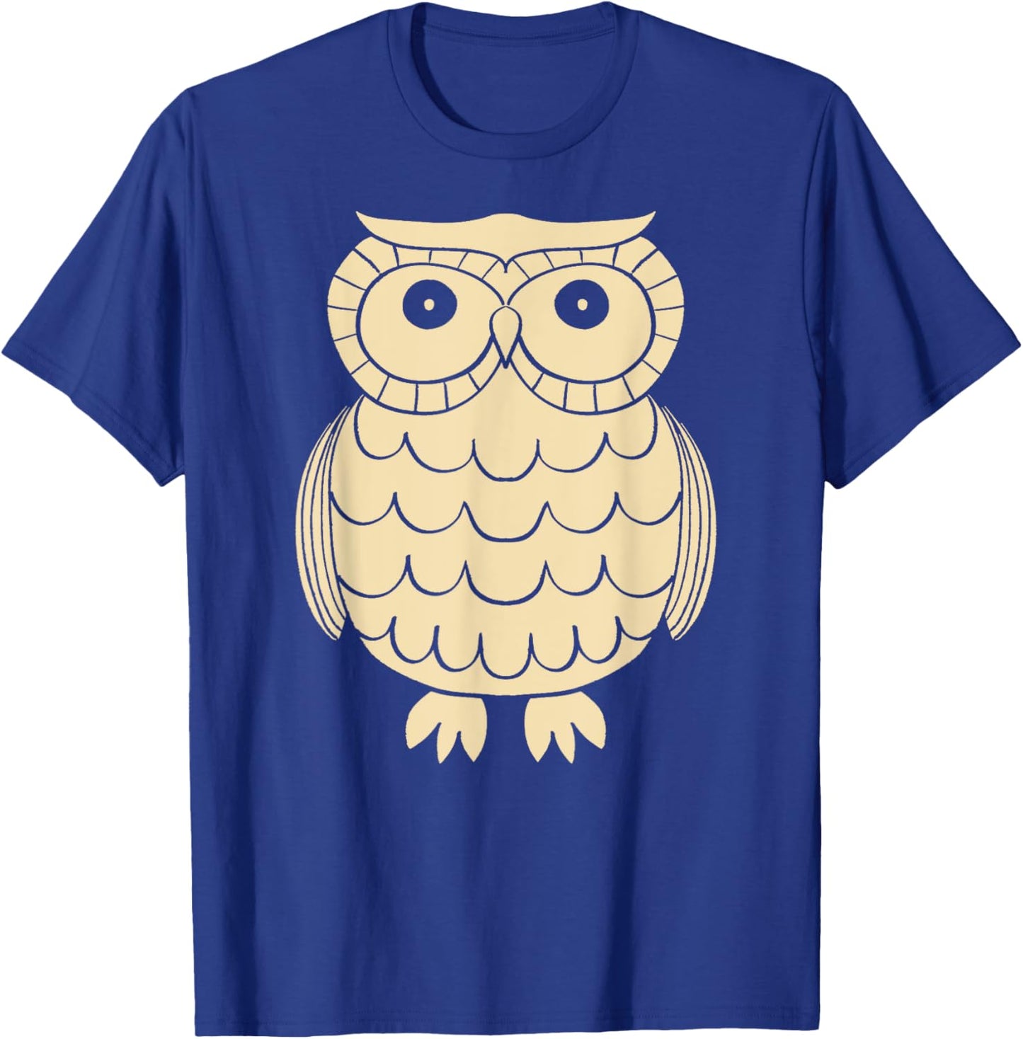 Cute Retro 1970s Style Owl Graphic in Cream Color T-Shirt - T-Shirt | Royal