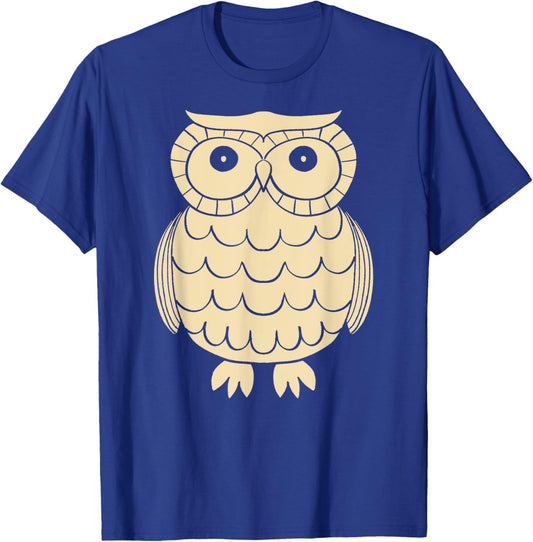 Cute Retro 1970s Style Owl Graphic in Cream Color T-Shirt - T-Shirt | Royal