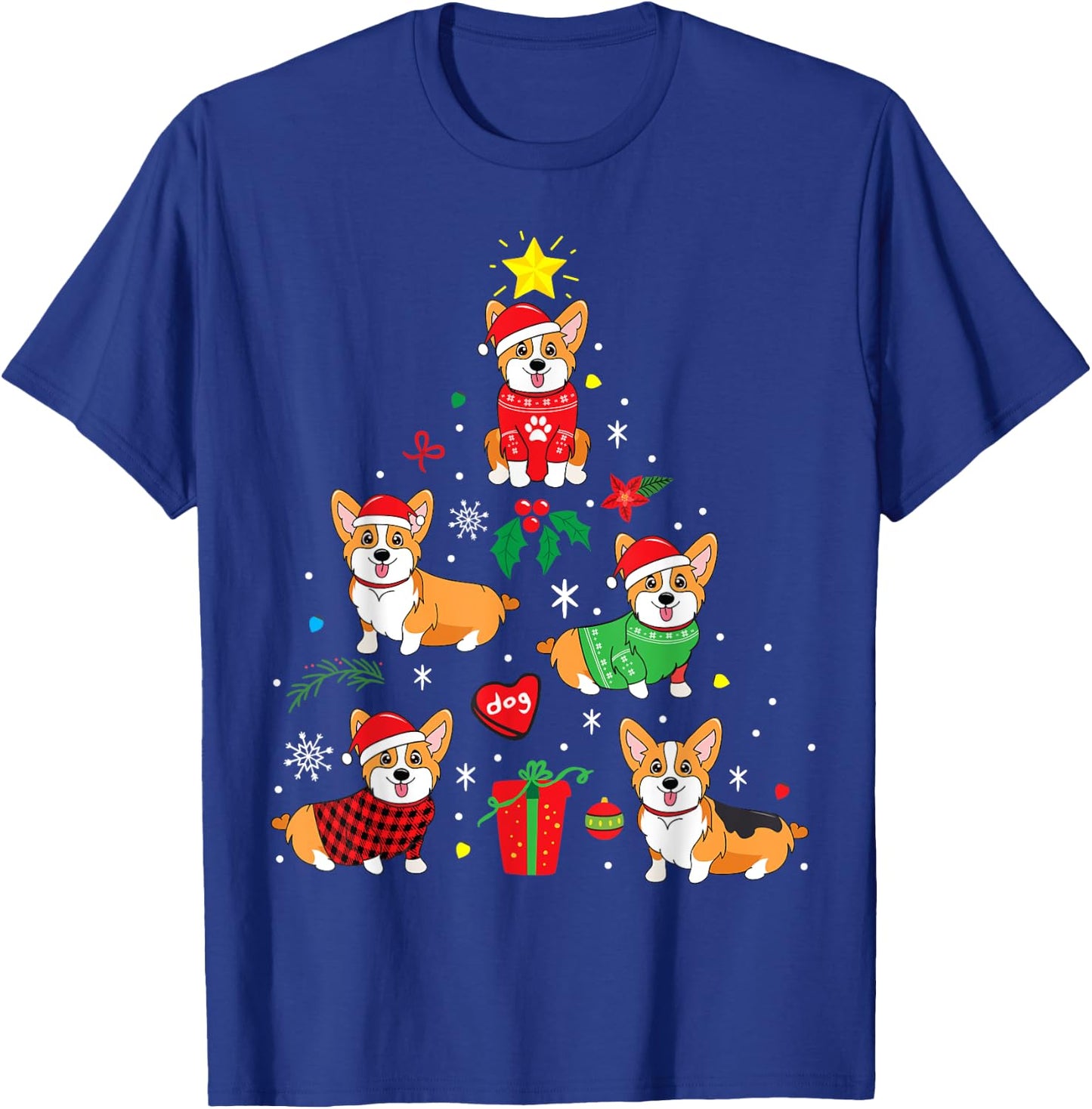 Corgi Christmas Dog Tree Funny Gift Christmas Gift Men Women Kids T-Shirt - T-Shirt | Royal