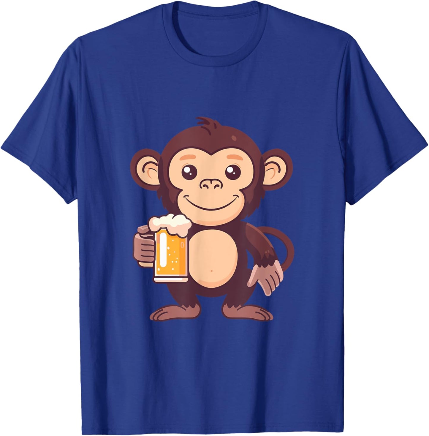 Monkey With Beer | Funny Drinking Party T-Shirt - T-Shirt | Royal
