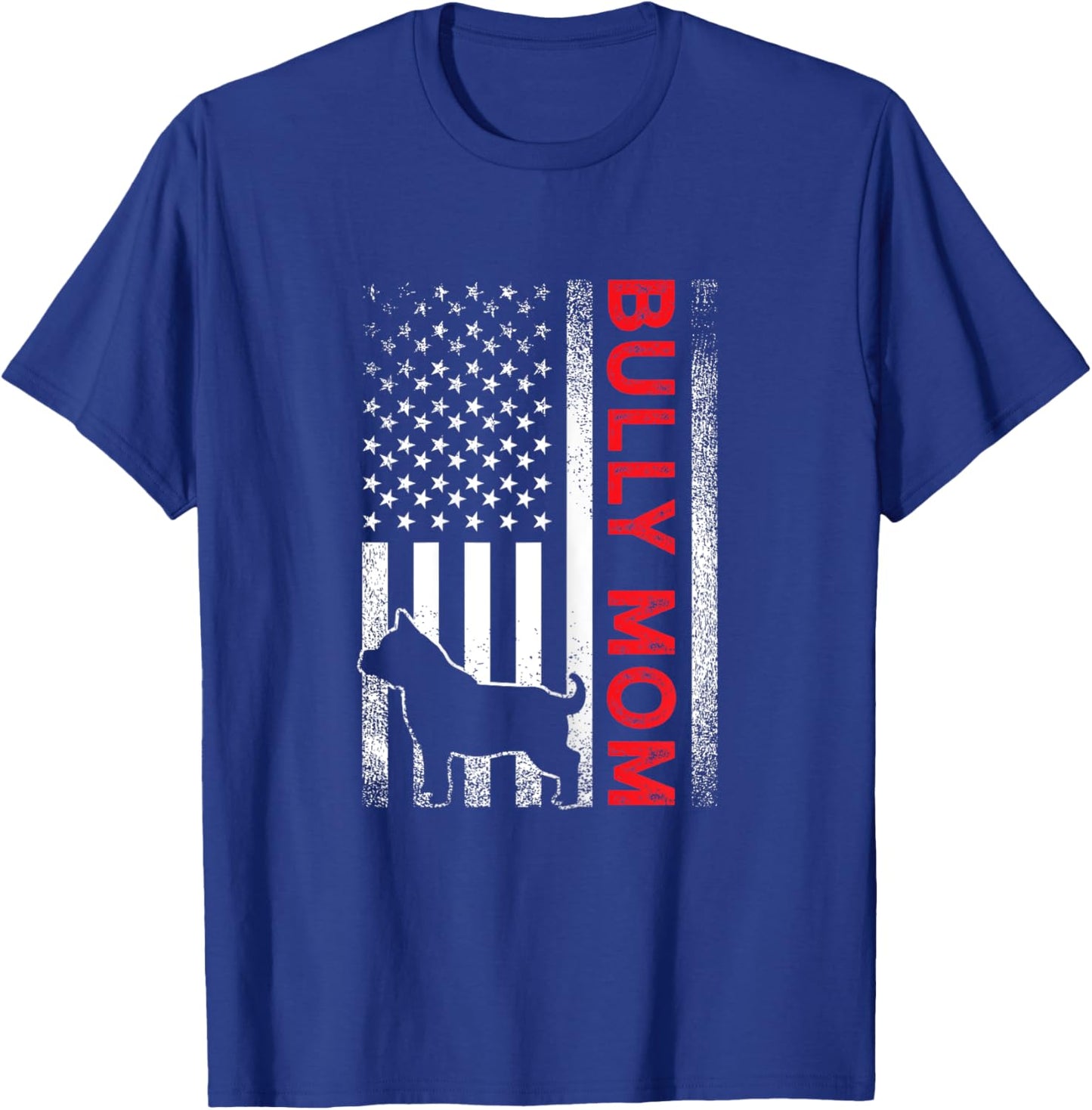 Bully or pitbull dog MOM vintage american flag- mama gifts T-Shirt - T-Shirt | Royal