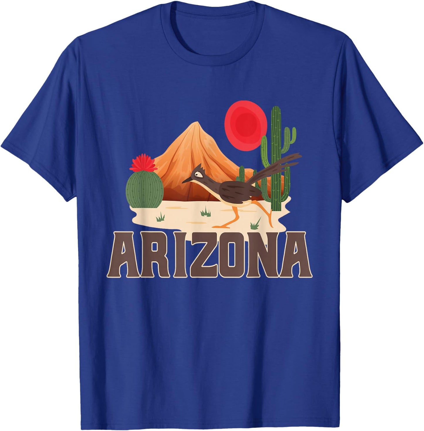 Arizona Roadrunner Retro Boho Desert Cactus Small T-Shirt - T-Shirt | Royal