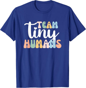 Retro NICU Nurse ICU Neonatal Colorful Team Tiny Humans T-Shirt - T-Shirt | Royal