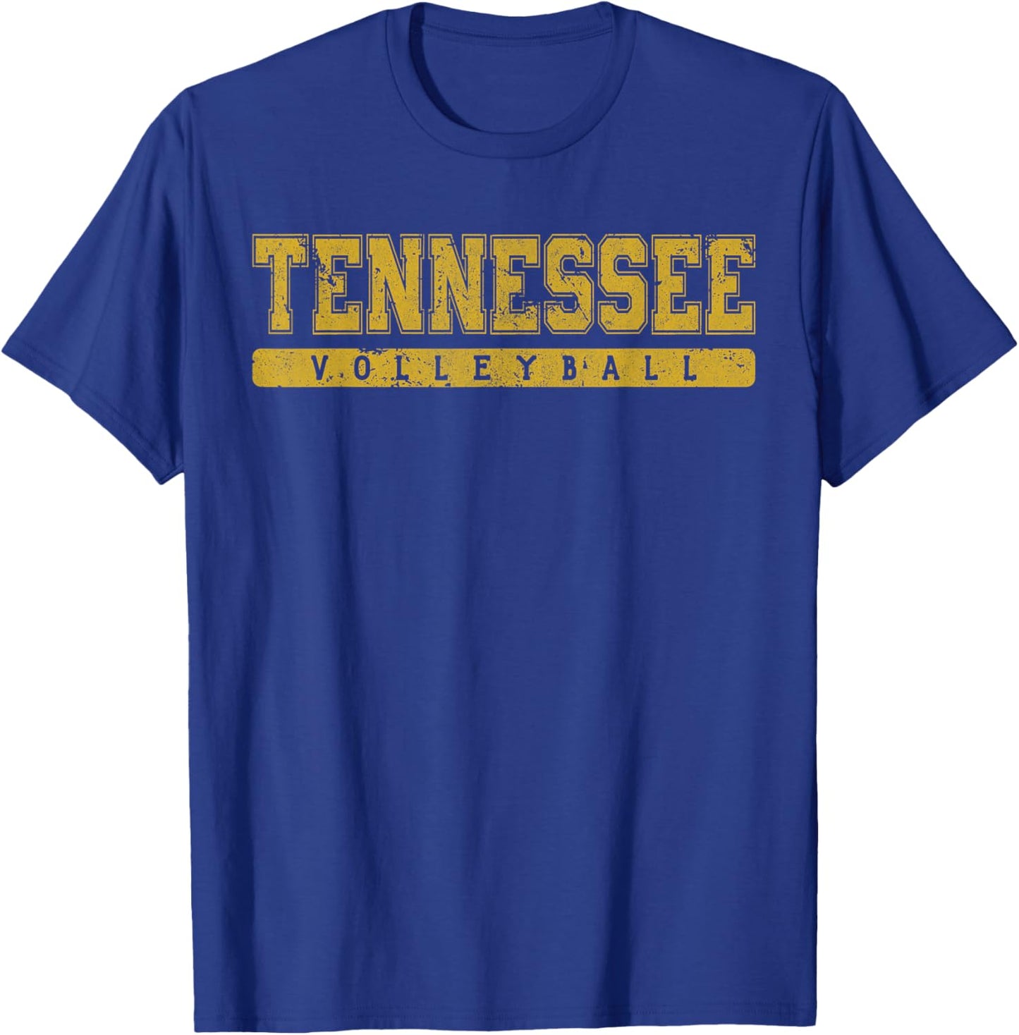 Tennessee Volleyball Yellow Vintage Text T-Shirt - T-Shirt | Royal