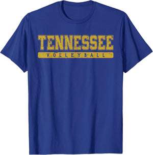 Tennessee Volleyball Yellow Vintage Text T-Shirt - T-Shirt | Royal