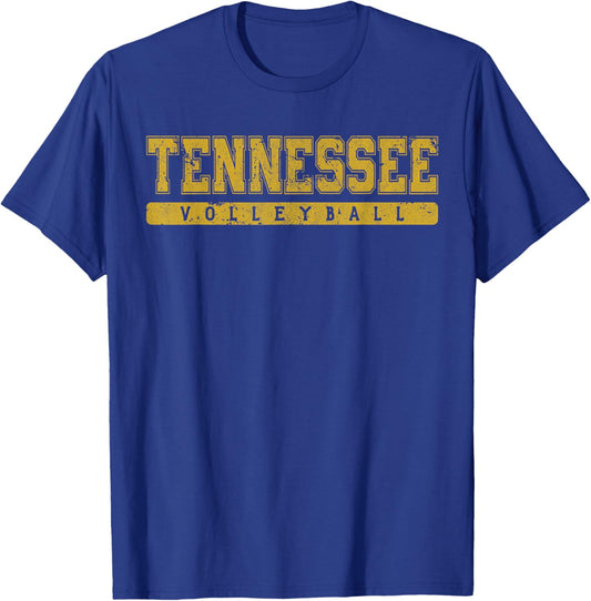 Tennessee Volleyball Yellow Vintage Text T-Shirt - T-Shirt | Royal