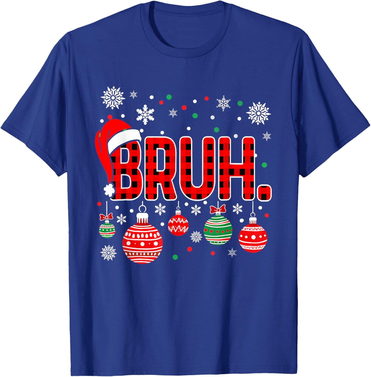 Bruh Funny Christmas Plaid Teens Boys Kids Xmas Pajamas T-Shirt - T-Shirt | Royal