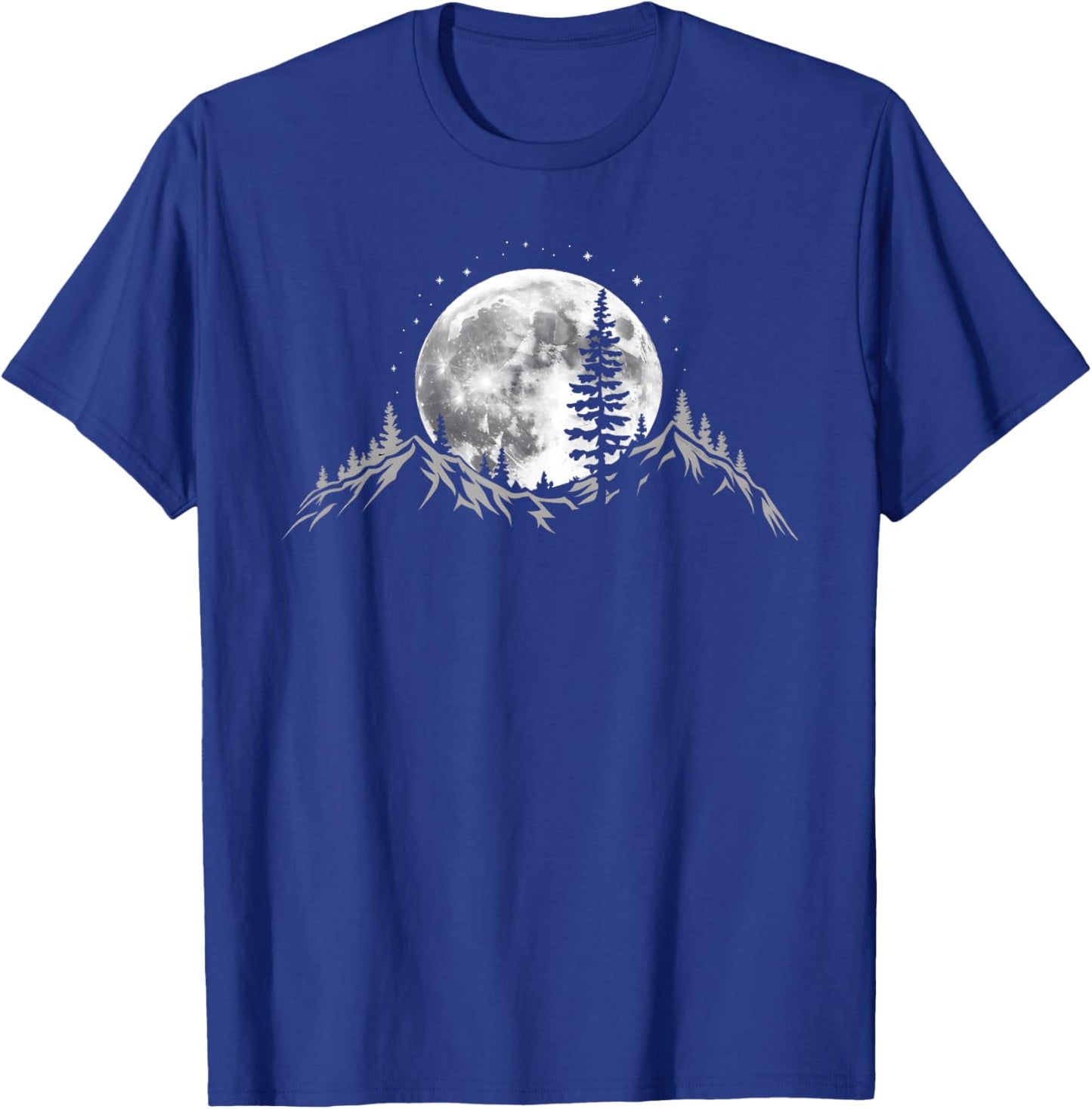 Full Moon Trees Nature Mountains Adventure Outdoor Forest T-Shirt - T-Shirt | Royal