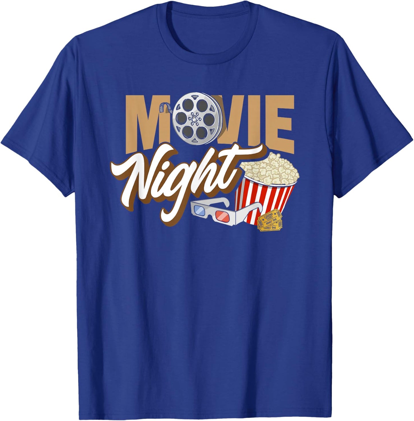 Movie Night - Popcorn Movies Cinema Family T-Shirt - T-Shirt | Royal