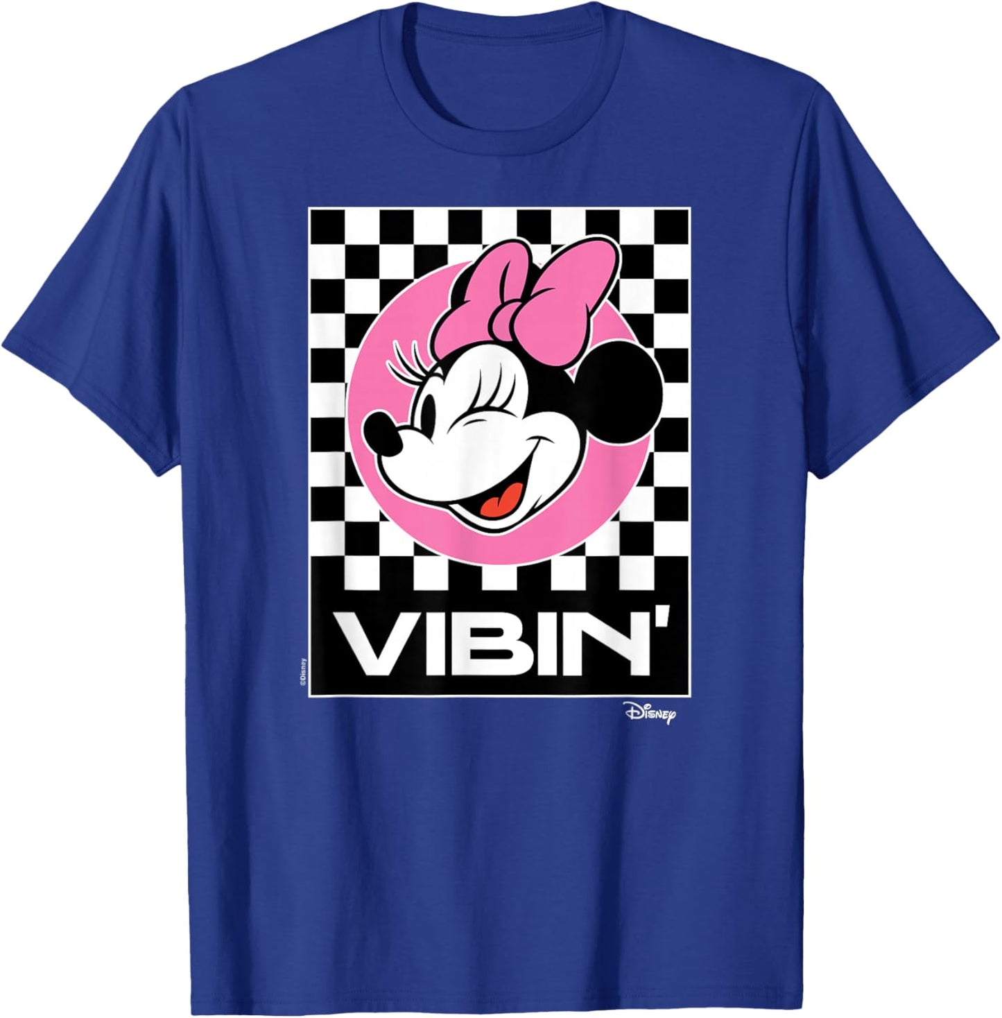 Minnie Mouse - Vibin Retro Checkered Background T-Shirt - T-Shirt | Royal