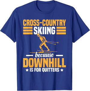 Funny Winter Sport Snow Cross-Country Skiing appearel T-Shirt - T-Shirt | Royal