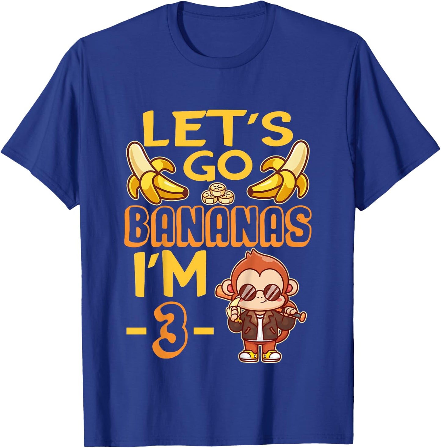 Let's Go Bananas I'm 3 Zoo Jungle Safari 3rd Birthday T-Shirt - T-Shirt | Royal