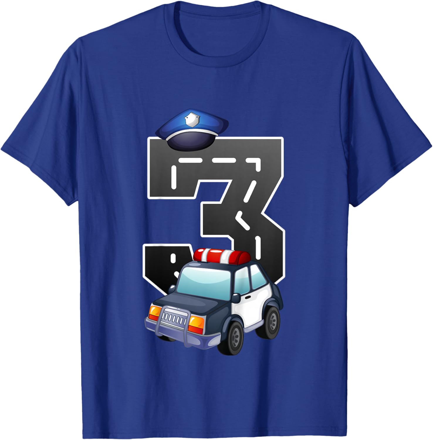 3rd Birthday Police Car 3 Years Birthday Gift T-Shirt - T-Shirt | Royal