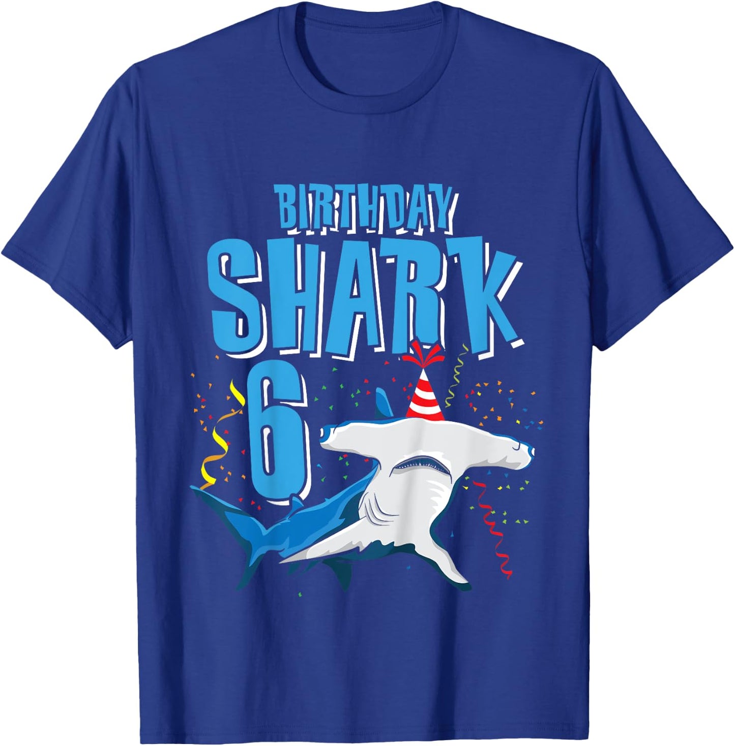 Kids Boys Birthday Shark Shirt for 6 Year Old Hammerhead Shark T-Shirt - T-Shirt | Royal