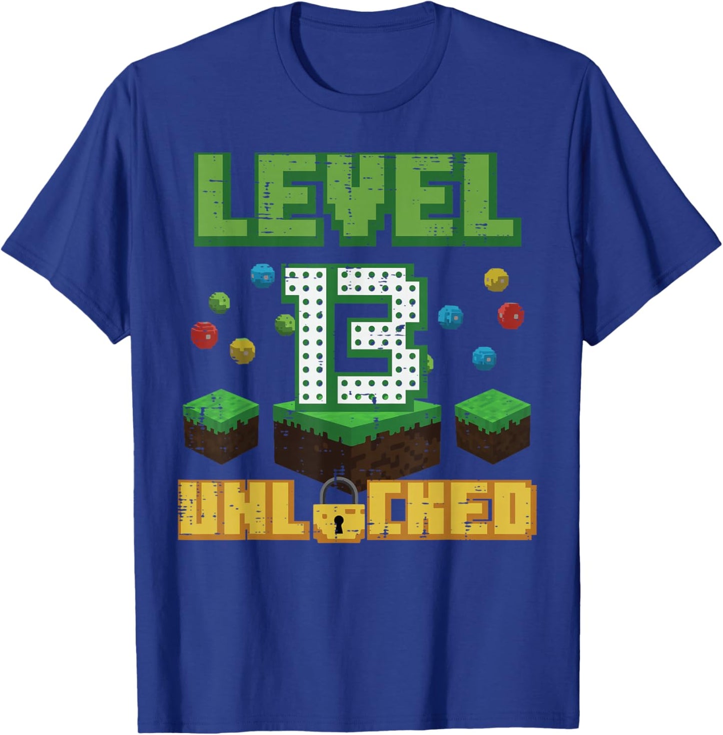 Level 13 Unlocked Pixel Gamer 13th Birthday Gaming Boys Teen T-Shirt - T-Shirt | Royal
