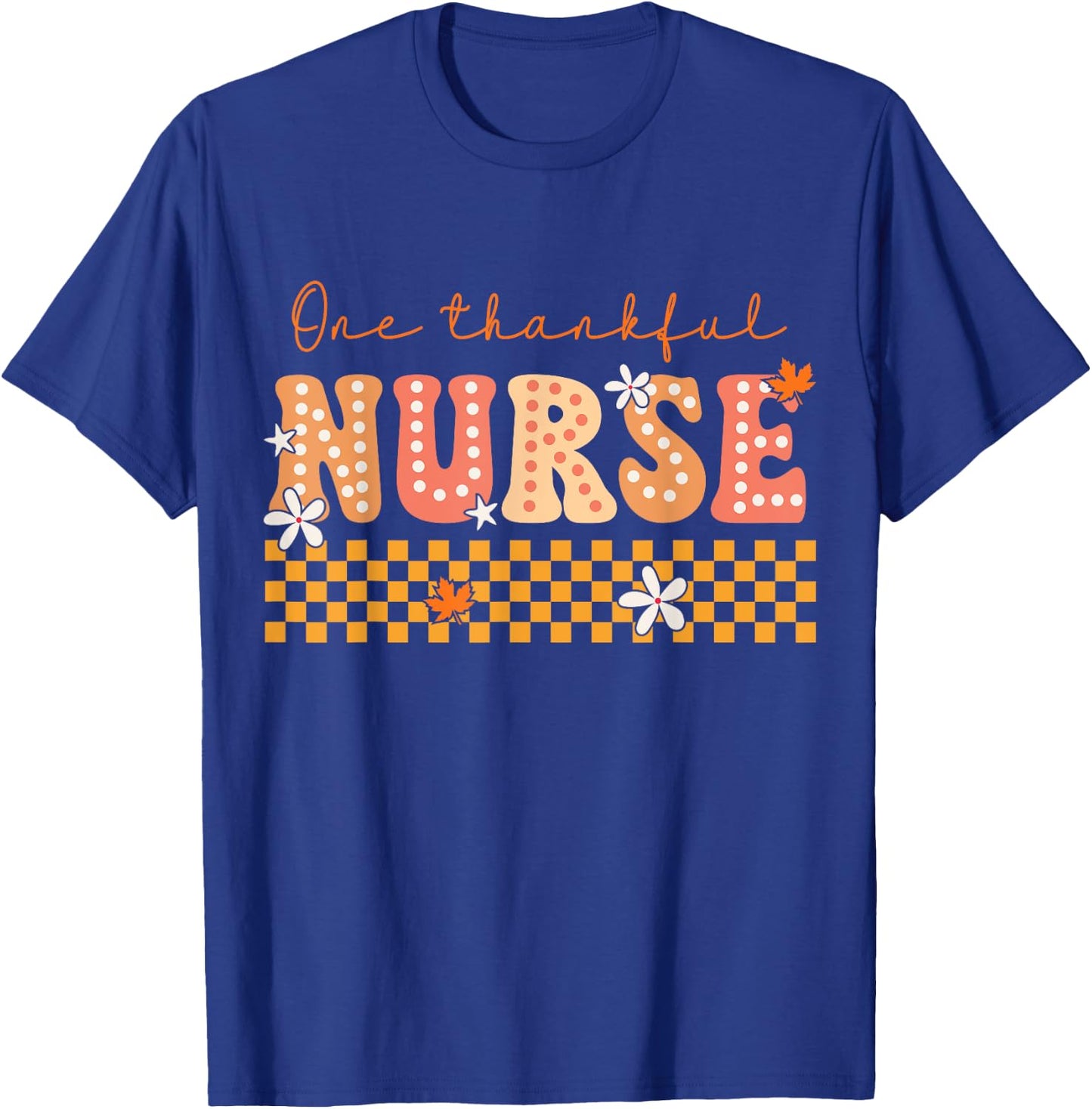 One Thankful Nurse Groovy Fall Turkey Thanksgiving Nurse T-Shirt - T-Shirt | Royal