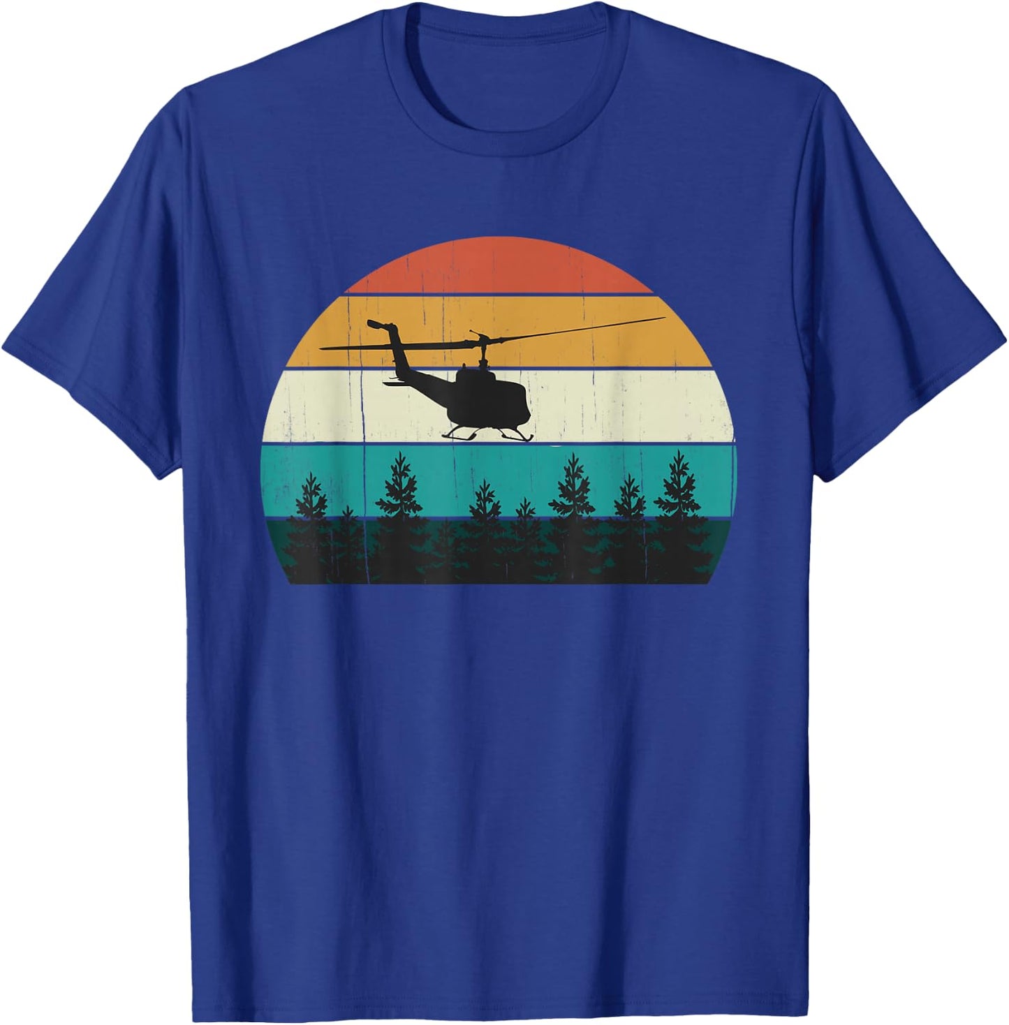 Retro Helicopter Pilot: Vintage Sunset: Chopper / Rotorcraft T-Shirt - T-Shirt | Royal