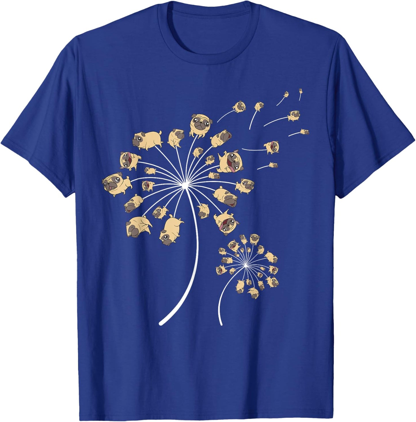 Funny Pug Gift Women Cool Flower Dog Dandelion Lover T-Shirt - T-Shirt | Royal
