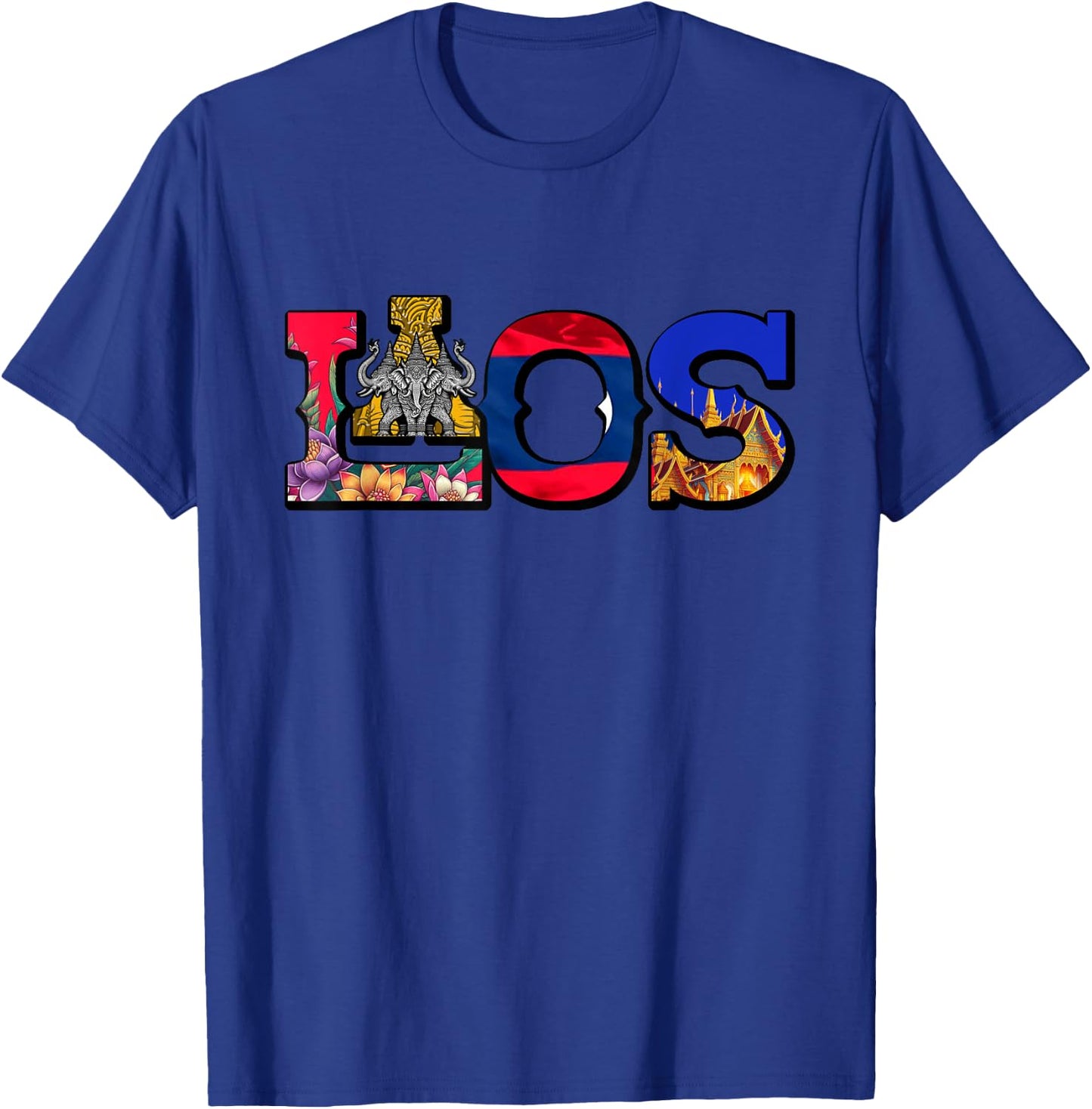 Laos Proud Lao Life Laotian Map Flowers T-Shirt - T-Shirt | Royal