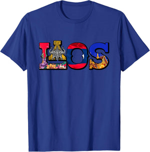 Laos Proud Lao Life Laotian Map Flowers T-Shirt - T-Shirt | Royal
