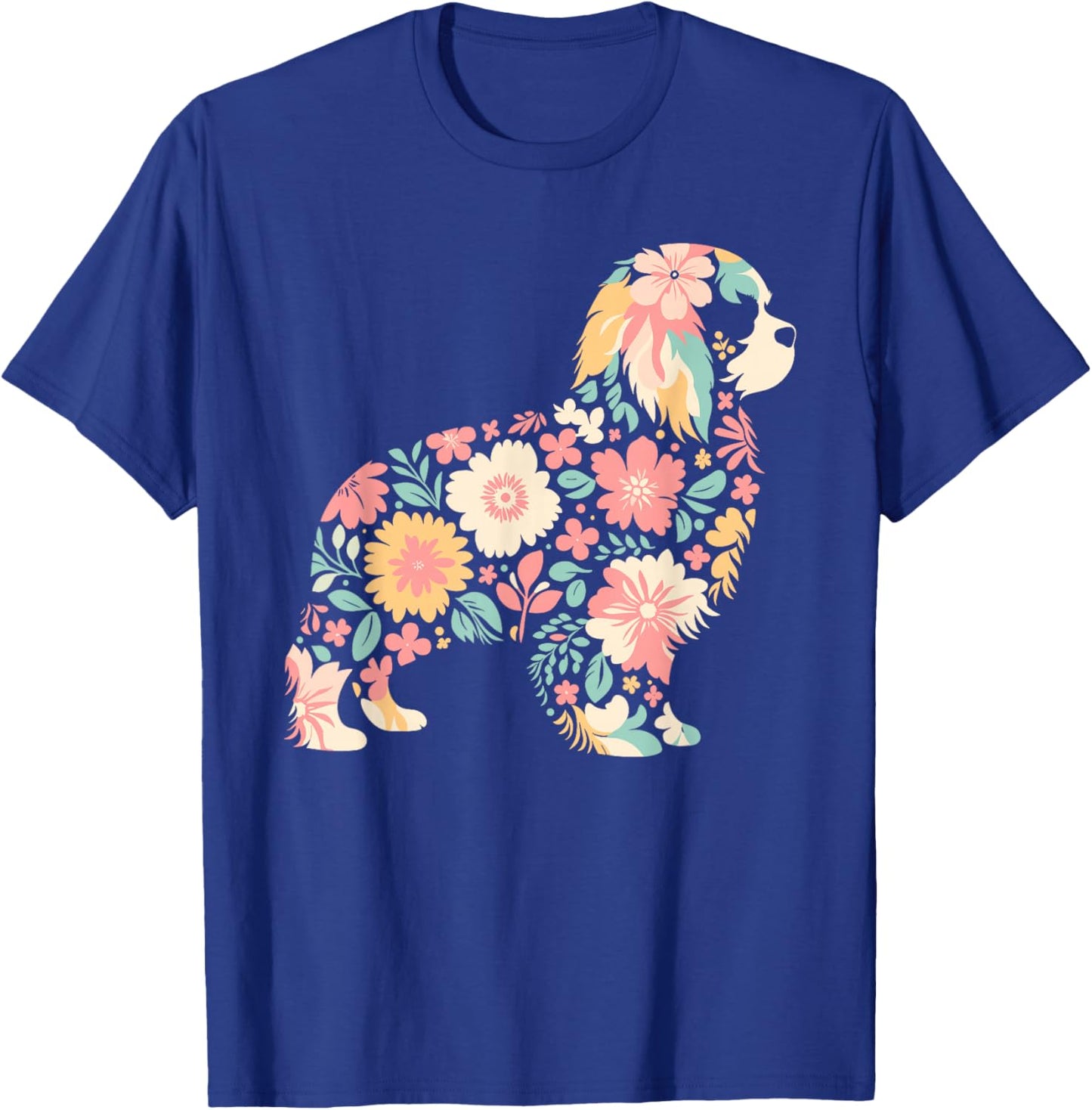 Cute FLower Cavalier King Charles Spaniel Mothers Day T-Shirt - T-Shirt | Royal