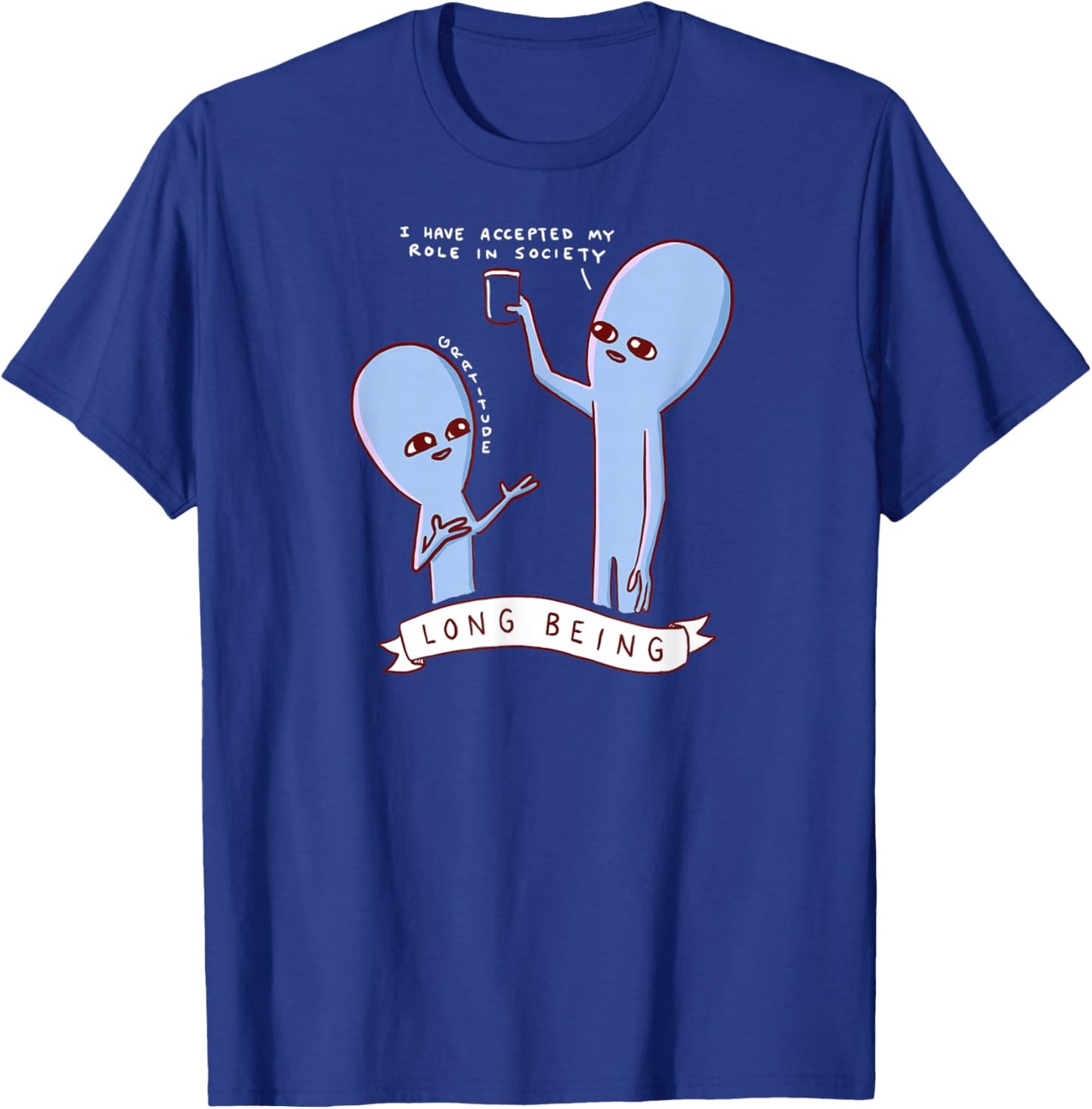 Threadless Nathan W. Pyle Strange Planet Long Being Graphic T-Shirt - T-Shirt | Royal