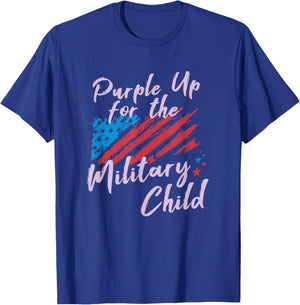 Purple Up Military Child / Support Family American Flag Star T-Shirt - T-Shirt | Royal
