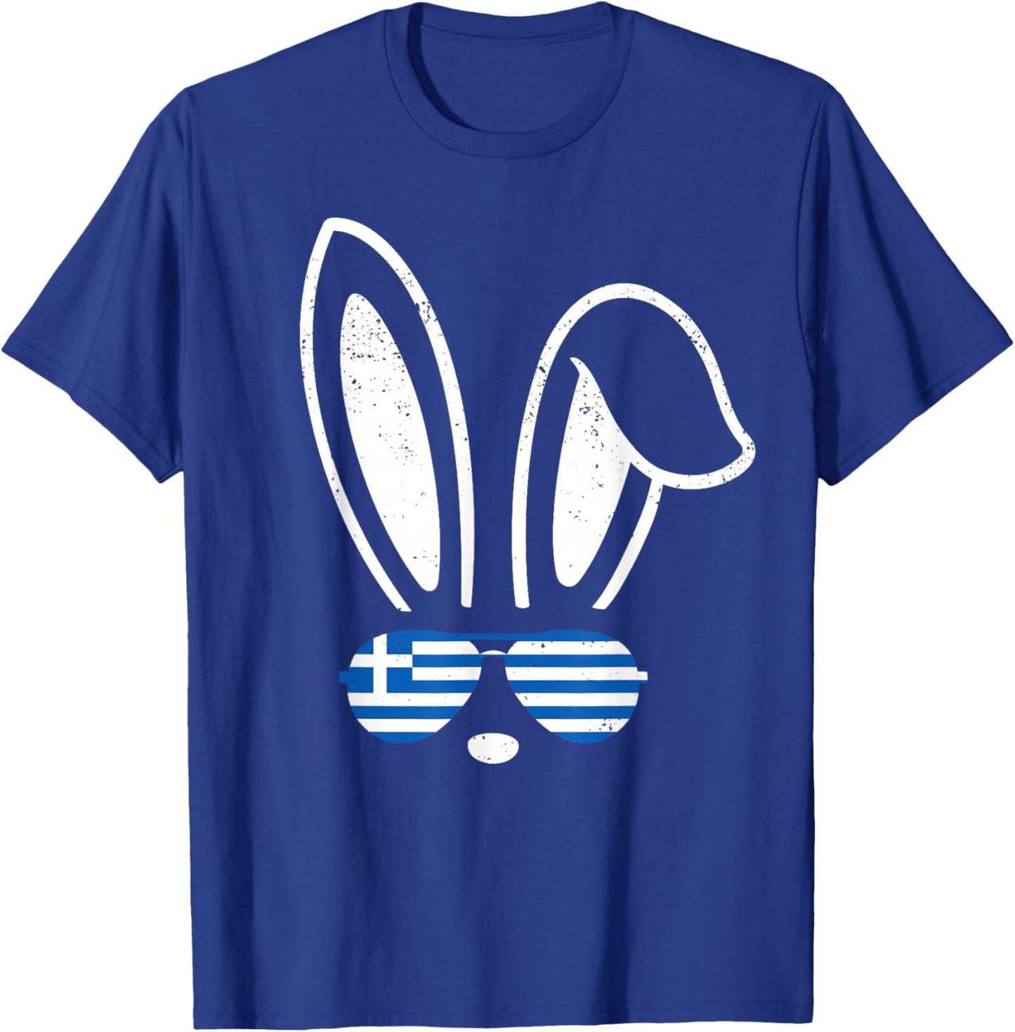 Bunny Ears Sunglasses Funny Easter 2026 Greece Flag Greek T-Shirt - T-Shirt | Royal