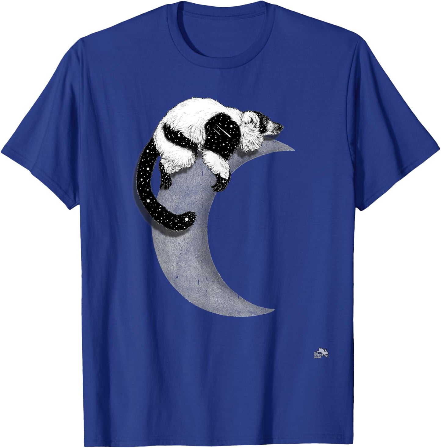 Black & White Ruffed Lemur - Indri - In Space On the Moon T-Shirt - T-Shirt | Royal