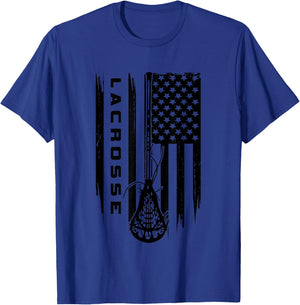 American Flag Lacrosse Apparel - Lacrosse Small T-Shirt - T-Shirt | Royal
