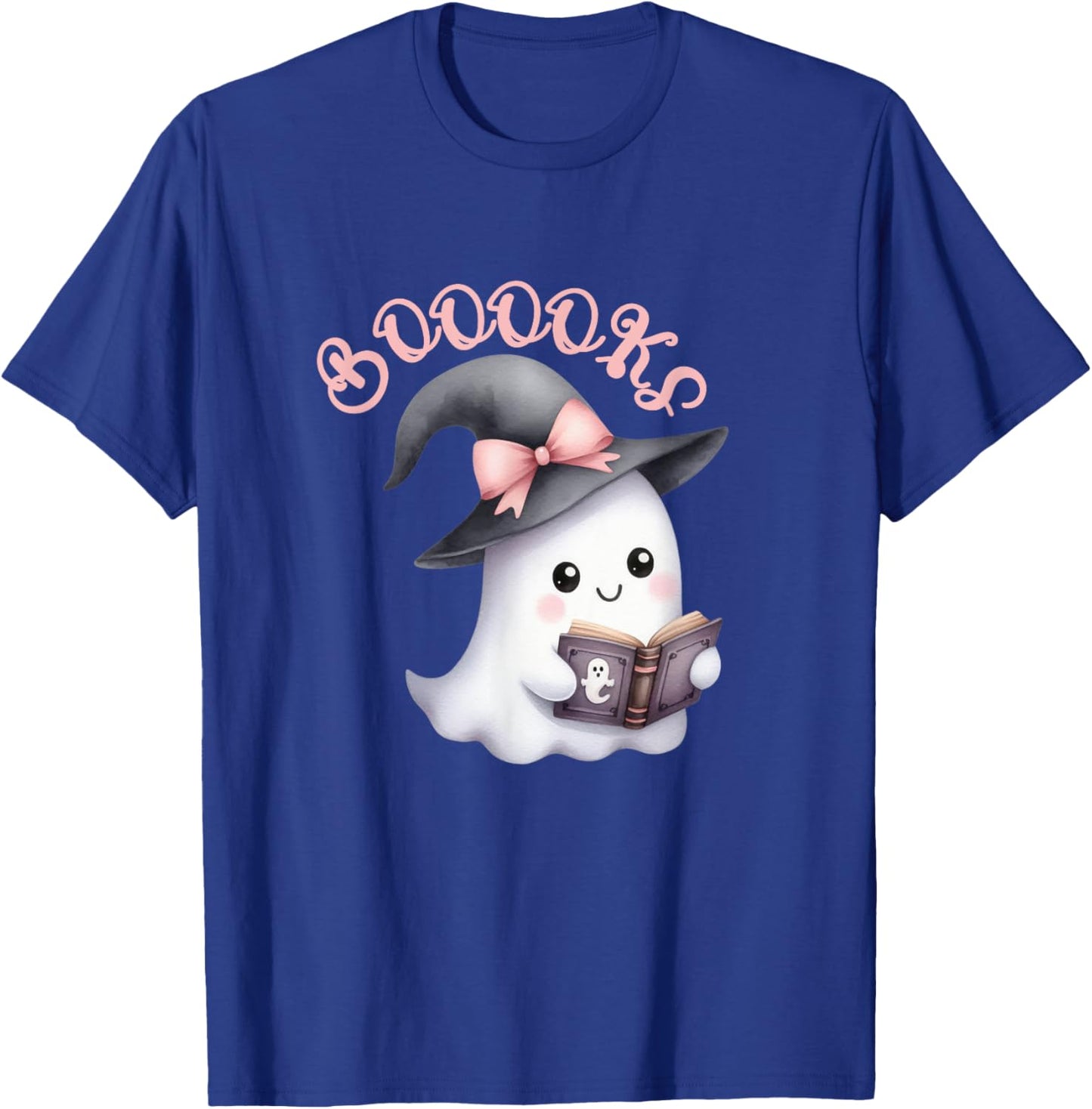 Boo Ghost Books Coquette Bow Halloween Women School Teacher T-Shirt - T-Shirt | Royal