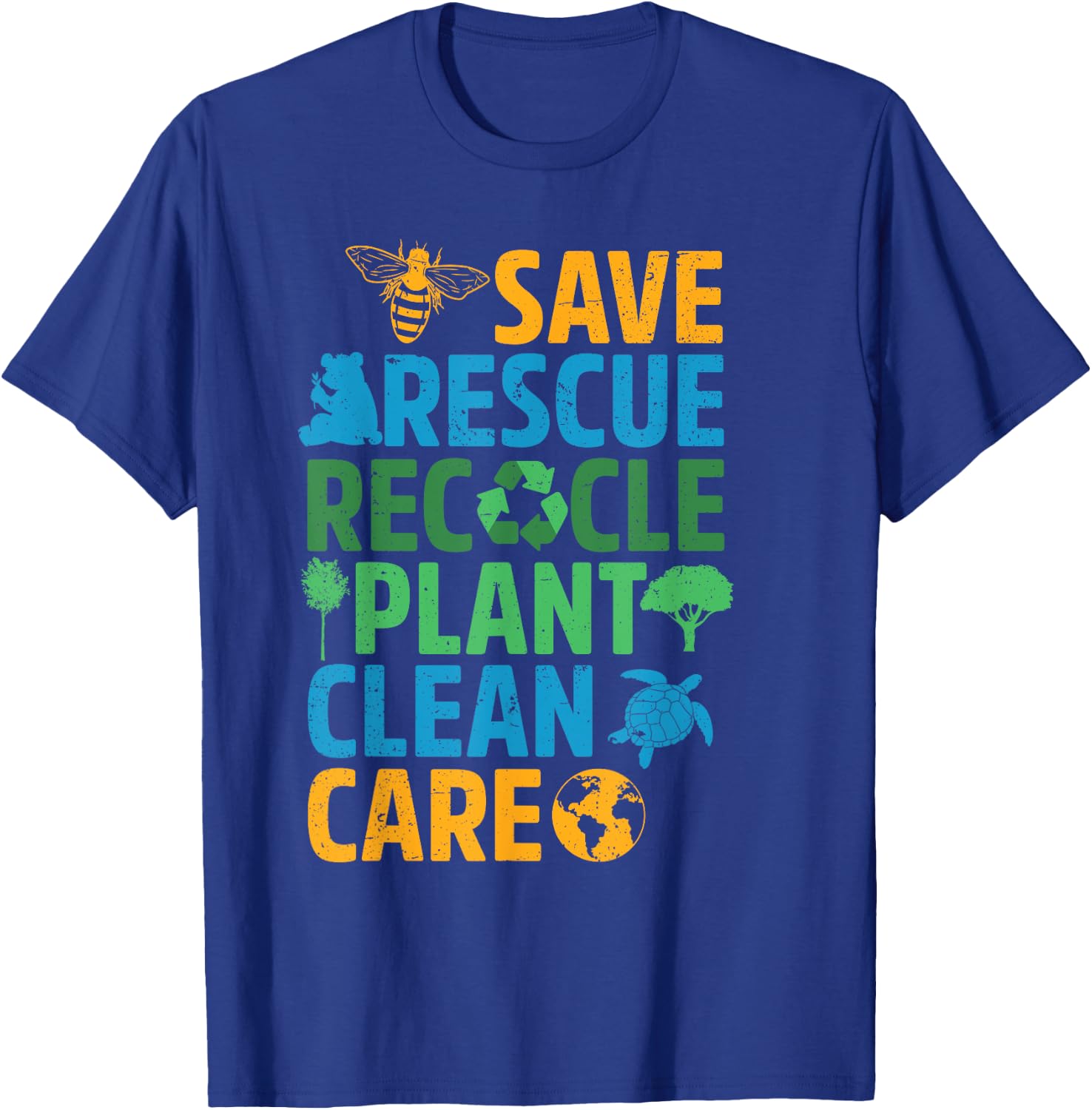 Save Bees Rescue Animals Recycle Plastict Earth Day men kids T-Shirt - T-Shirt | Royal