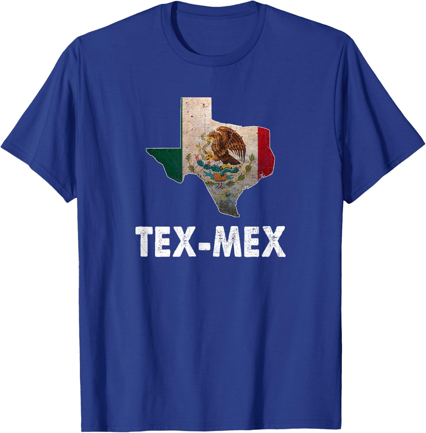 Tex-Mex Texas State with Mexico Flag - Mexican Food Lover T-Shirt - T-Shirt | Royal
