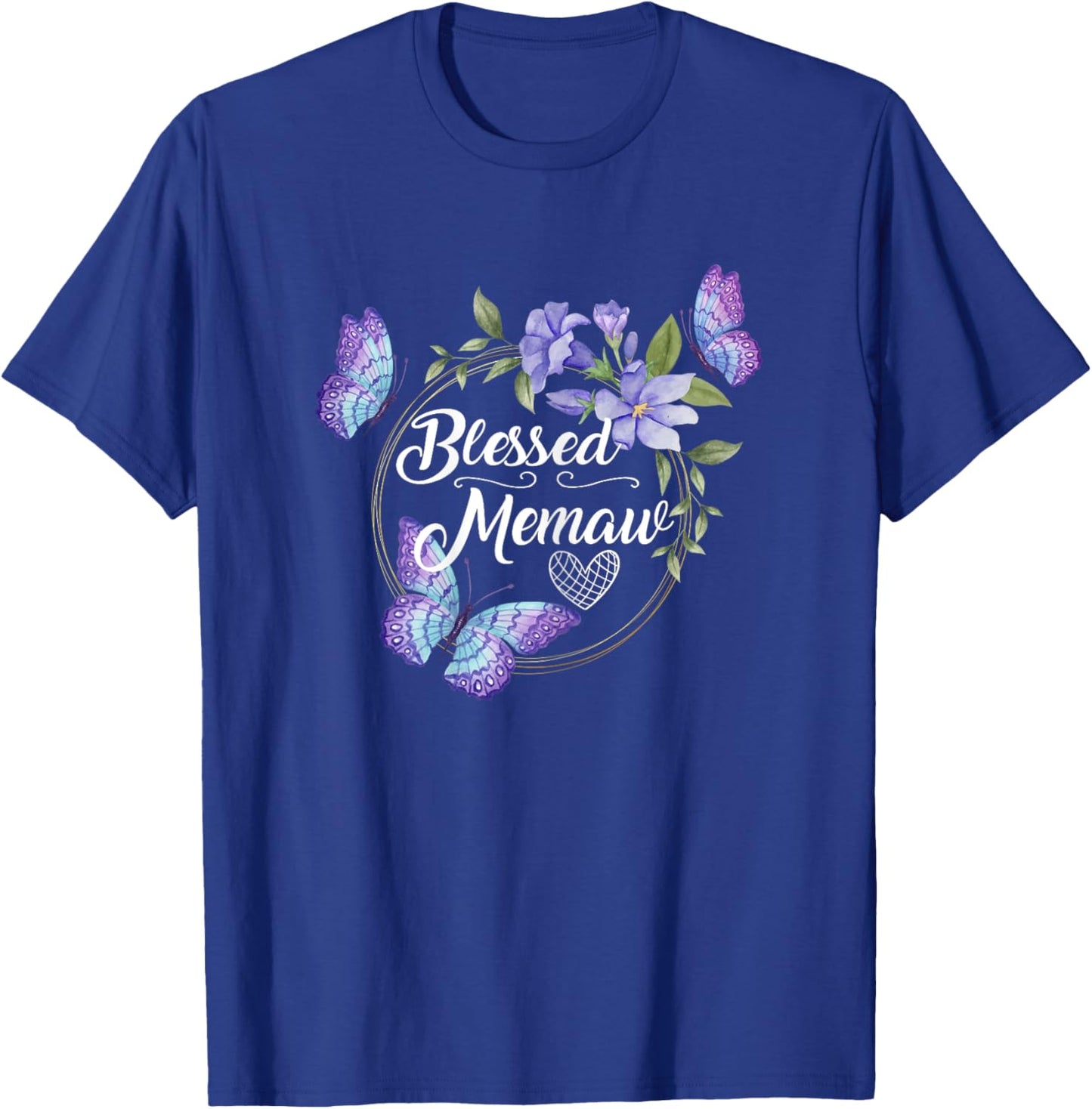Blessed Memaw Frame with Butterflies print From Kids T-Shirt - T-Shirt | Royal