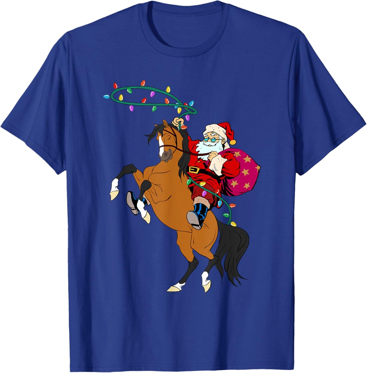 Cowboy Santa Claus Riding A Horse Christmas Cowboy Kids Boys T-Shirt - T-Shirt | Royal
