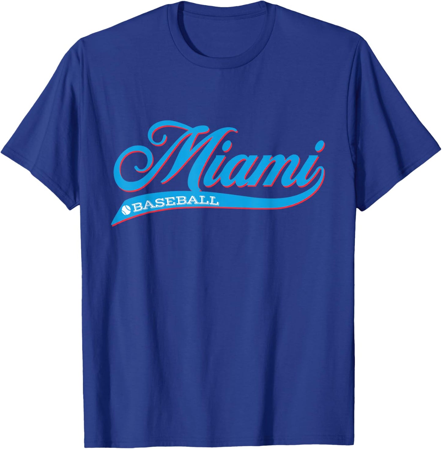 Vintage Retro Miami Baseball Classic T-Shirt - T-Shirt | Royal