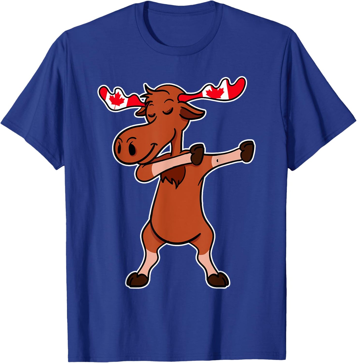 Dabbing Moose Shirt Dancing Canada Elk Canadian Flag Gift T-Shirt - T-Shirt | Royal