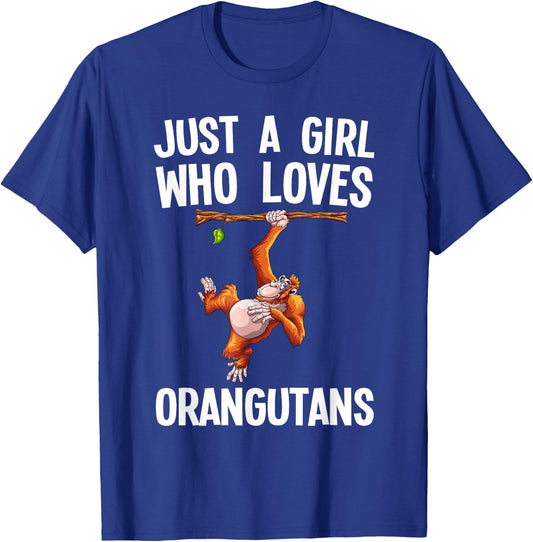 Funny Orangutan Art For Girls Women Monkey Orang Ape Lover T-Shirt - T-Shirt | Royal