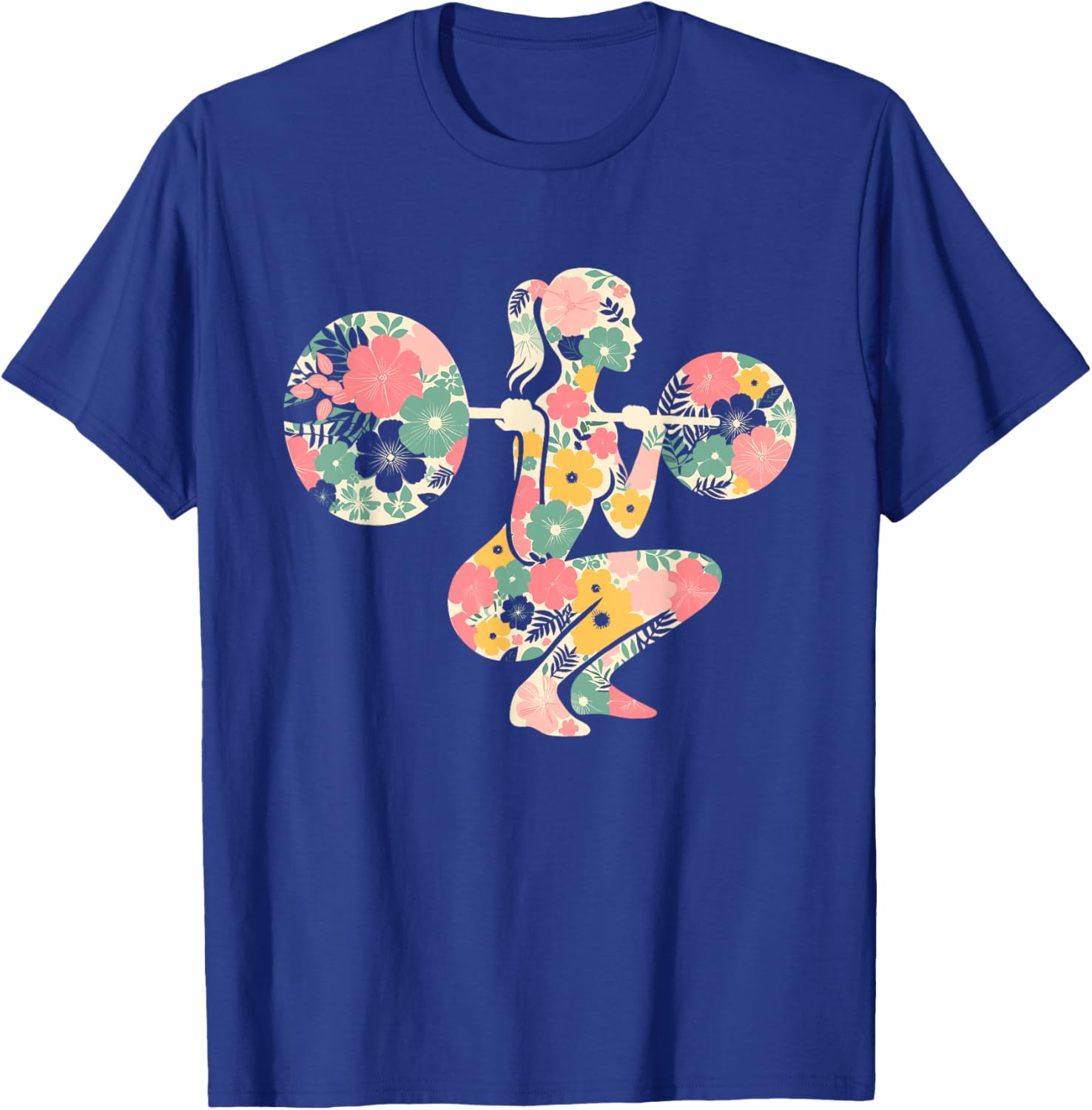 Floral FLower Weightlifting Workout Gym Fitness Mothers Day T-Shirt - T-Shirt | Royal