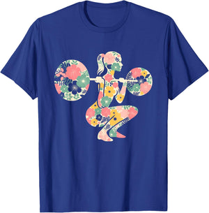 Floral FLower Weightlifting Workout Gym Fitness Mothers Day T-Shirt - T-Shirt | Royal