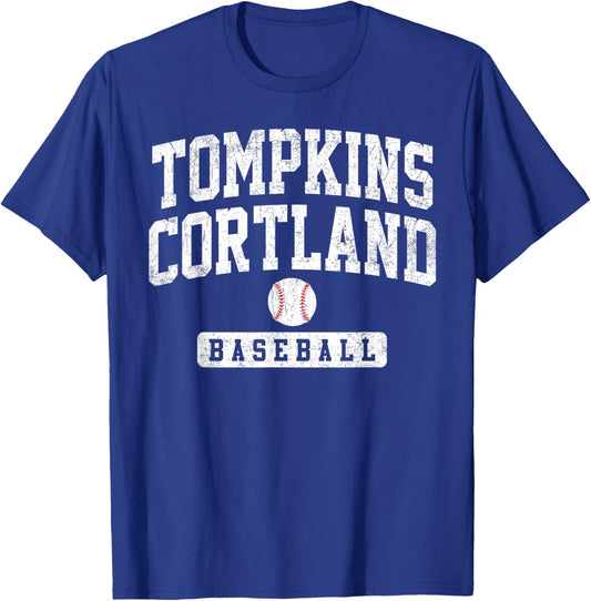 Tompkins Cortland Community College Baseball Arch Vintage T-Shirt - T-Shirt | Royal