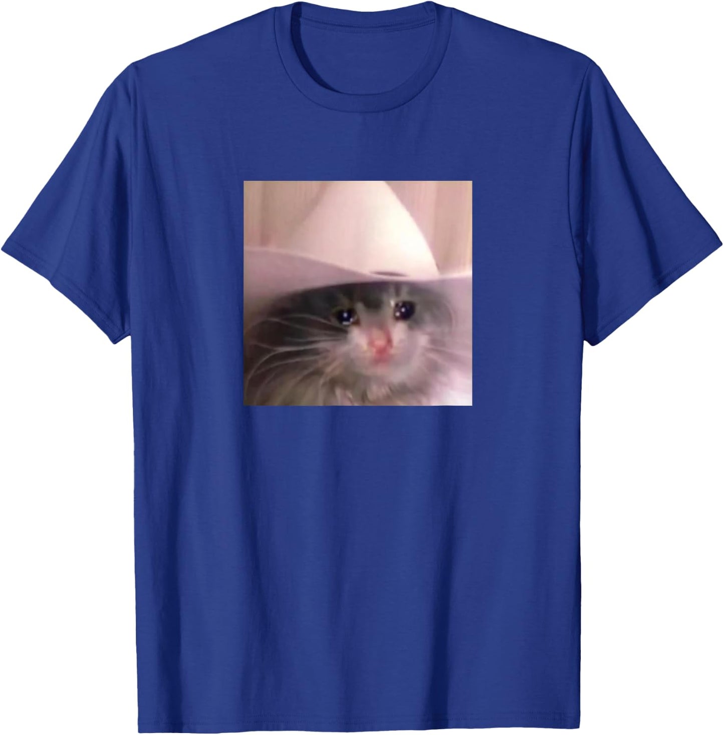 Sad Cat Cowboy Hat T-Shirt - T-Shirt | Royal