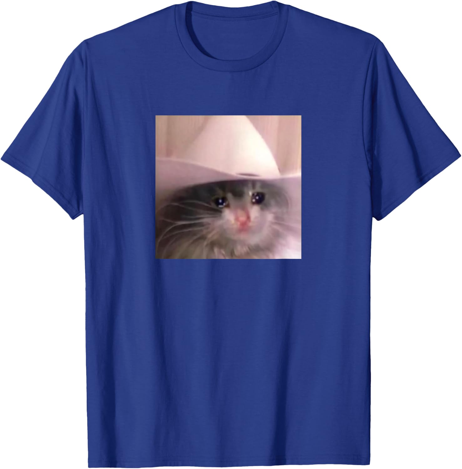 Sad Cat Cowboy Hat T-Shirt - T-Shirt | Royal